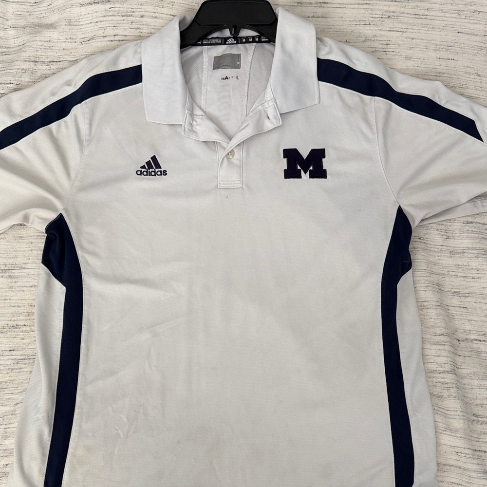 Adidas Men's White Polo with Navy Accents